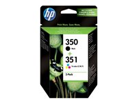 HP 350/351 - 2-pack - svart, färg (cyan, magenta, gul) - original - bläckpatron - för Deskjet D4268; Photosmart C4483, C4486, C4488, C4524, C4583, C4585, C4588, C5225 SD412EE#301