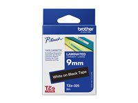 Brother TZe-325 - Självhäftande - vitt på svart - Rulle (0,9 cm x 8 m) 1 kassett(er) bandlaminat - för Brother PT-D210, D600, H110, P750, P950; P-Touch PT-E310, E550; P-Touch Cube PT-P300, P910 TZE325