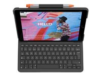 Logitech Slim Folio - Tangentbord och foliefodral - Bluetooth - hela norden - grafit - för Apple 10.2-inch iPad (7:e generation, 8:e generation, 9:e generation) 920-009479