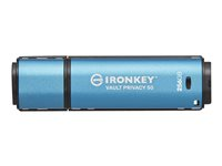 Kingston IronKey Vault Privacy 50 Series - USB flash-enhet - krypterat - 256 MB - USB 3.2 Gen 1 - TAA-kompatibel IKVP50/256GB