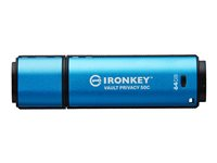Kingston IronKey Vault Privacy 50C - USB flash-enhet - krypterat - 64 GB - USB-C 3.2 Gen 1 - TAA-kompatibel IKVP50C/64GB