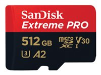 SanDisk Extreme Pro - Flash-minneskort (microSDXC till SD-adapter inkluderad) - 512 GB - A2 / Video Class V30 / UHS-I U3 / Class10 - mikroSDXC UHS-I SDSQXCD-512G-GN6MA