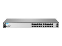 HPE Aruba 2530-24G-2SFP+ - Switch - Administrerad - 24 x 10/100/1000 + 2 x 10 Gigabit SFP+ - skrivbordsmodell, rackmonterbar, väggmonterbar J9856A#ABB