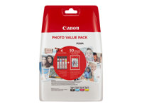 Canon CLI-581 C/M/Y/BK Photo Value Pack - 4-pack - 5.6 ml - svart, gul, cyan, magenta - original - bläckbehållare / papperspaket - för PIXMA TS6251, TS6350, TS6351, TS705, TS8252, TS8350, TS8351, TS8352, TS9550, TS9551 2106C005