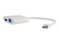 C2G 20cm Mini DisplayPort to HDMI or VGA Adapter Converter 4K UHD - White - Videokort - Mini DisplayPort hane till 15 pin D-Sub (DB-15), HDMI hona - 20.3 cm - skärmad - vit - stöd för 4K 80936