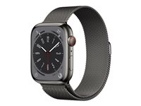 Apple Watch Series 8 (GPS + Cellular) - 45 mm - grafit rostfritt stål - smart klocka med milanesisk loop - handledsstorlek: 150-200 mm - 32 GB - Wi-Fi, LTE, Bluetooth, UWB - 4G - 51.5 g MNKX3KS/A