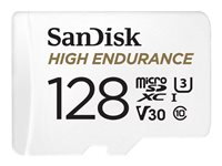SanDisk High Endurance - Flash-minneskort (microSDXC till SD-adapter inkluderad) - 128 GB - Video Class V30 / UHS-I U3 / Class10 - mikroSDXC UHS-I SDSQQNR-128G-GN6IA