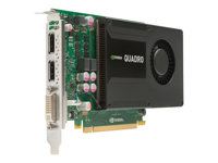 NVIDIA Quadro K2000 - Grafikkort - Quadro K2000 - 2 GB GDDR5 - PCIe 2.0 x16 - DVI, 2 x DisplayPort - för Workstation Z220 (CMT), Z420, Z620, Z820 C2J93AA