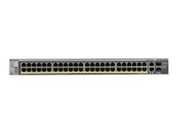 NETGEAR FSM7250P 48-Port Fast Ethernet PoE Managed Switch - Switch - L2+ - Administrerad - 48 x 10/100 (PoE) + 2 x 10/100/1000 + 2 x kombinations-SFP - skrivbordsmodell, rackmonterbar - PoE (380 W) FSM7250P-100NES