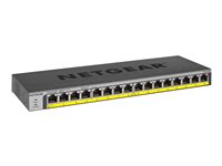 NETGEAR GS116PP - Switch - ohanterad - 16 x 10/100/1000 (PoE+) - skrivbordsmodell, rackmonterbar, väggmonterbar - PoE+ (183 W) - likström GS116PP-100EUS