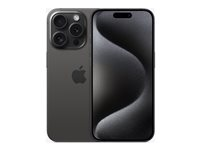 Apple iPhone 15 Pro - 5G smartphone - dual-SIM / Internal Memory 256 GB - OLED-skärm - 6.1" - 2556 x 1179 pixlar (120 Hz) - 3 st. bakre kameror 48 MP, 12 MP, 12 MP - front camera 12 MP - svart titan MTV13QN/A
