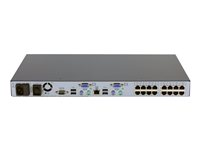 HPE Server Console Switch 0x2x16 - Omkopplare för tangentbord/video/mus - PS/2 - CAT5 - 16 x KVM port(s) - 2 lokala användare - rackmonterbar - för ProLiant DL120 G7, DL165 G7, DL360p Gen8, DL380 G6, DL380 Gen9, ML350e Gen8; Rack AF617A