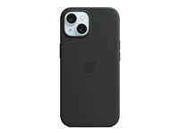 Apple - Baksidesskydd för mobiltelefon - MagSafe-kompatibilitet - silikon - svart - för iPhone 15 MT0J3ZM/A