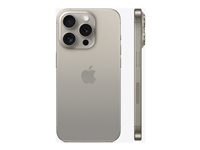 Apple iPhone 15 Pro - 5G smartphone - dual-SIM / Internal Memory 128 GB - OLED-skärm - 6.1" - 2556 x 1179 pixlar (120 Hz) - 3 st. bakre kameror 48 MP, 12 MP, 12 MP - front camera 12 MP - naturligt titan MTUX3QN/A