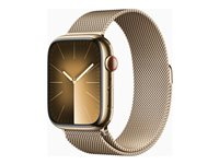 Apple Watch Series 9 (GPS + Cellular) - 45 mm - guld, rostfritt stål - smart klocka med milanesisk loop - 64 GB - Wi-Fi, LTE, UWB, Bluetooth - 4G - 51.5 g MRMU3KS/A