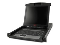 APC LCD Console - KVM-konsol med omkopplare för tangentbord/video/mus - 16 portar - PS/2 - 17" - kan monteras i rack - VGA - svart - 1U - för P/N: AR3106SP, SMX1000C, SMX1500RM2UC, SMX1500RM2UCNC, SMX750C, SMX750CNC, SRT5KRMXLW-TW AP5816