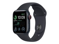Apple Watch SE (GPS + Cellular) - 2a generation - 40 mm - midnattsaluminium - smart klocka med sportband - fluoroelastomer - midnatt - bandstorlek: standard - 32 GB - Wi-Fi, LTE, Bluetooth - 4G - 27.8 g MNPL3KS/A