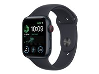 Apple Watch SE (GPS + Cellular) - 2a generation - 44 mm - midnattsaluminium - smart klocka med sportband - fluoroelastomer - midnatt - bandstorlek: standard - 32 GB - Wi-Fi, LTE, Bluetooth - 4G - 32.9 g MNPY3KS/A