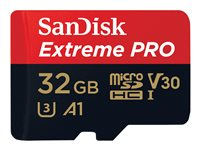 SanDisk Extreme Pro - Flash-minneskort (microSDXC till SD-adapter inkluderad) - 32 GB - A1 / Video Class V30 / UHS-I U3 - 667x - microSDHC UHS-I SDSQXCG-032G-GN6MA