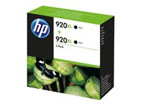 HP 920XL - 2-pack - Lång livslängd - svart - original - bläckpatron - för Officejet 6500, 6500 E709a, 6500 E709c, 6500A, 6500A E710a, 7500A D8J47AE