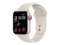 Apple Watch SE (GPS + Cellular) - 2a generation - 40 mm - stjärnljusaluminium - smart klocka med sportband - fluoroelastomer - starlight - bandstorlek: standard - 32 GB - Wi-Fi, LTE, Bluetooth - 4G - 27.8 g MNPH3KS/A