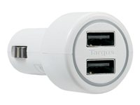 Targus Dual USB Car Charger For Media Tablets & Mobile Phones - Strömadapter för bil - 5.1 VA - 3.1 A - 2 utdatakontakter (USB) - vit APD0502EU