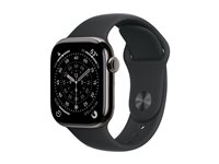 Apple Watch Series 11 (GPS + Cellular) - 42 mm - skiffer titan - smart klocka med sportband - fluoroelastomer - svart - bandstorlek: M/L - 64 GB - LTE, Wi-Fi 4, UWB, Bluetooth - 5G - 34.6 g MF8T4QN/A
