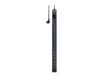 APC Easy Basic Rack PDU EPDU1116B-SCH - Kraftdistributionsenhet (kan monteras i rack) - AC 200/208/230 V - 3680 VA - ingång: CEE 7/4 - utgångskontakter: 14 (power CEE 7/3) - 0U - 3 m sladd - svart - för P/N: AR9300SP, AR9300SP-R, AR9307SP, AR9307SP-R, SMC1000I-2UC, SMC1000IC, SMC1500I-2UC EPDU1116B-SCH