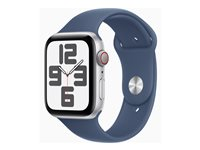 Apple Watch SE (GPS + Cellular) - 2a generation - 44 mm - silveraluminium - smart klocka med sportband - fluoroelastomer - denim - bandstorlek: M/L - 32 GB - LTE, Wi-Fi 4, Bluetooth - 4G - 33 g MXGQ3QN/A
