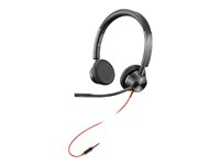 Poly Blackwire 3225 - 3300 Series - headset - på örat - kabelansluten - USB, 3,5 mm kontakt - svart - Skype-certifierat, Cisco Jabber-certifierad, Avaya-certifierad 80S11AA