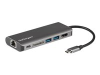 StarTech.com USB C Multiport Adapter - Portable USB-C Dock to 4K HDMI, 2-pt USB 3.0 Hub, SD/SDHC, GbE, 60W PD Pass-Through - USB Type-C/Thunderbolt 3 - NEW VERSION AVAILABLE DKT30CSDHPD3 (DKT30CSDHPD) - Dockningsstation - USB-C / Thunderbolt 3 - 1GbE - för P/N: ARMPIVOTE2, ARMPIVOTV2, ARMUNONB1, FPPNEUSTND, LTRISERP, MONSTADJD, MONSTADJDL DKT30CSDHPD