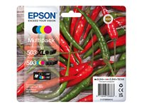 Epson 503/503 XL Multipack - 4-pack - XL (svart) + standardkapacitet - svart, gul, cyan, magenta - original - blister - bläckpatron - för EPL 5200; RIP Station 5200; WorkForce WF-2960 C13T09R94010