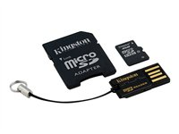 Kingston Multi-Kit / Mobility Kit - Flash-minneskort (adapter, microSDHC till SD inkluderad) - 4 GB - Class 10 - microSDHC - med USB Reader MBLY10G2/4GB