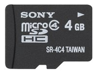 Sony - Flash-minneskort (adapter, microSDHC till SD inkluderad) - 4 GB - Class 4 - microSDHC - för Action Cam-HDR-AS10, AS15; Cyber-shot DSC-H100, HX10, HX200, QX30; Handycam HDR-CX740 SR4A4