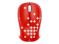 Logitech M235 - 2nd Generation - mus - höger- och vänsterhänta - optisk - trådlös - 2.4 GHz - trådlös USB-mottagare - schweizisk flagga 910-004035