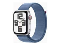 Apple Watch SE (GPS + Cellular) - 2a generation - 44 mm - silveraluminium - smart klocka med sportögla - textil - winter blue - 32 GB - Wi-Fi, Bluetooth, LTE - 4G - 33 g MRHM3KS/A