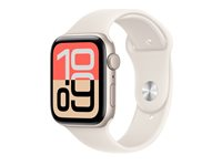 Apple Watch SE 3 (GPS) - 44 mm - stjärnljusaluminium - smart klocka med sportband - fluoroelastomer - starlight - bandstorlek: M/L - 64 GB - Wi-Fi 4, Bluetooth - 32.9 g MEHJ4QN/A