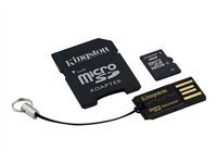 Kingston Multi-Kit / Mobility Kit - Flash-minneskort (adapter, microSDHC till SD inkluderad) - 4 GB - Class 4 - microSDHC - med USB Reader MBLY4G2/4GB
