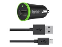 Belkin Car Charger - Strömadapter för bil - 10 Watt - 2.1 A (USB) - på kabel: Micro-USB - svart F8M668BT04-BLK