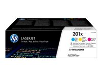 HP 201X - 3-pack - Lång livslängd - gul, cyan, magenta - original - LaserJet - tonerkassett (CF253XM) - för Color LaserJet Pro M252n, MFP M274n, MFP M277c6, MFP M277dw, MFP M277n CF253XM