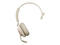 Jabra Evolve2 65 MS Mono - Headset - på örat - konvertibel - Bluetooth - trådlös - USB-C - ljudisolerande - beige - med laddningsställ - Certifierad för Microsoft-teams 26599-899-888