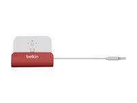 Belkin MIXIT ChargeSync Dock - Dockningsstation för mobiltelefon, digitalspelare - röd F8J045BTRED