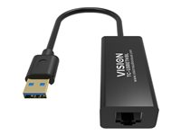 Vision TC-USBETH/BL - Nätverksadapter - USB 2.0 - Gigabit Ethernet x 1 - svart TC-USBETH/BL