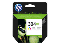 HP 304XL - Lång livslängd - färg (cyan, magenta, gul) - original - bläckpatron - för AMP 130; Deskjet 26XX, 37XX; Envy 50XX N9K07AE#UUS