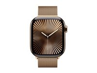Apple Watch Series 10 (GPS + Cellular) - 42 mm - guld titan - smart klocka med milanesisk loop - nät av rostfritt stål - guld - handledsstorlek: 130-180 mm - 64 GB - LTE, Wi-Fi 4, UWB, Bluetooth - 4G - 34.4 g MX083QN/A