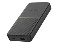 OtterBox - Strömförsörjningsbank - 15000 mAh - 18 Watt - 3 A - PD 3.0, QC 3.0, Fast Charge, Apple Fast Charge, AFC, Huawei Fast Charge, PE 2.0+, SFCP, USB BC 1.2 - 2 utdatakontakter (USB, 24 pin USB-C) - på kabel: USB-C - skymningssvart 78-80691