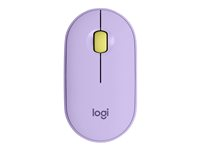 Logitech Pebble M350 - Mus - optisk - 3 knappar - trådlös - Bluetooth - trådlös USB-mottagare - lavender lemonade 910-006752