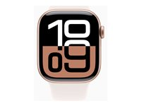 Apple Watch Series 10 (GPS + Cellular) - 42 mm - guldrosa aluminium - smart klocka med sportband - fluoroelastomer - lätt rouge - bandstorlek: M/L - 64 GB - LTE, Wi-Fi 4, UWB, Bluetooth - 4G - 29.3 g MWXA3QN/A