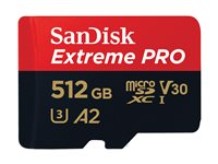 SanDisk Extreme Pro - Flash-minneskort (microSDXC till SD-adapter inkluderad) - 512 GB - A2 / Video Class V30 / UHS-I U3 / Class10 - mikroSDXC UHS-I SDSQXCD-512G-GN6MA