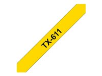 Brother TX611 - Svart på gult - Rulle (0,6 cm x 15,2 m) 1 kassett(er) bandlaminat - för P-Touch PT-7000, PT-8000, PT-PC TX611